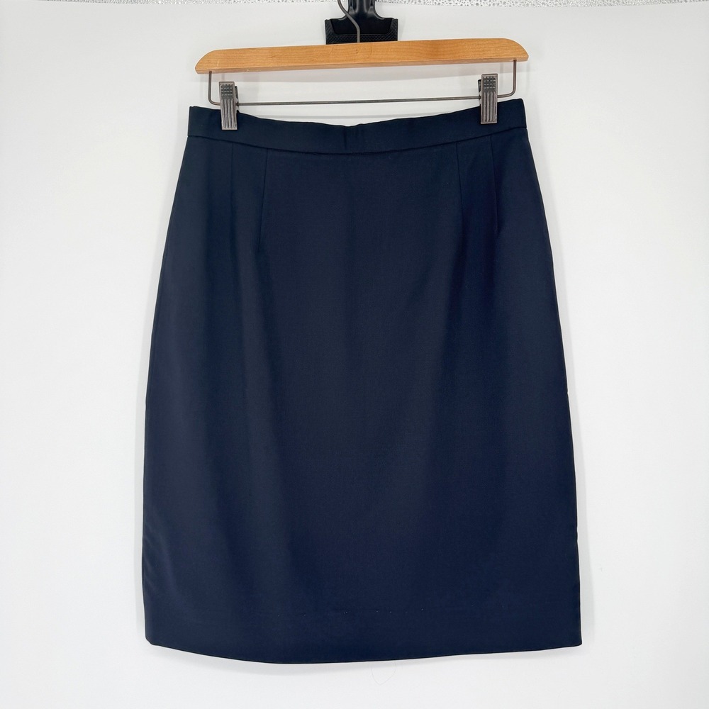 Vintage Burberrys Pencil Skirt SZ 10 Black Wool Quiet Luxury Minimalist Designer